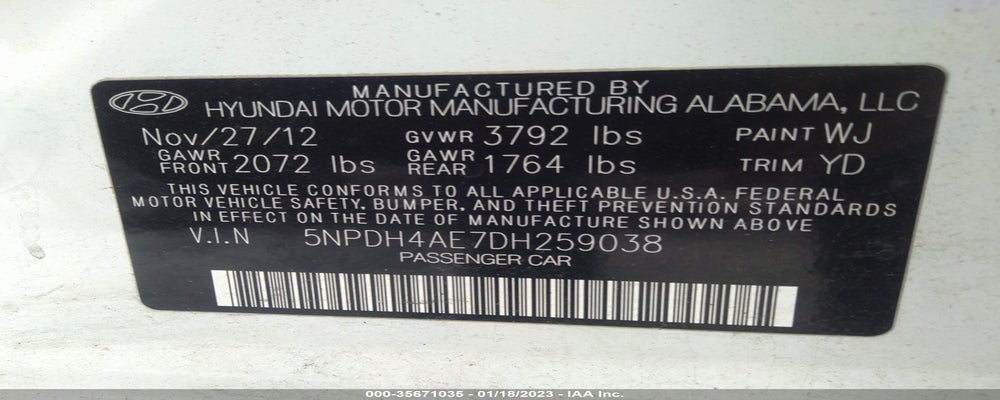 5NPDH4AE7DH259038 2013 HYUNDAI ELANTRA photo no. 9