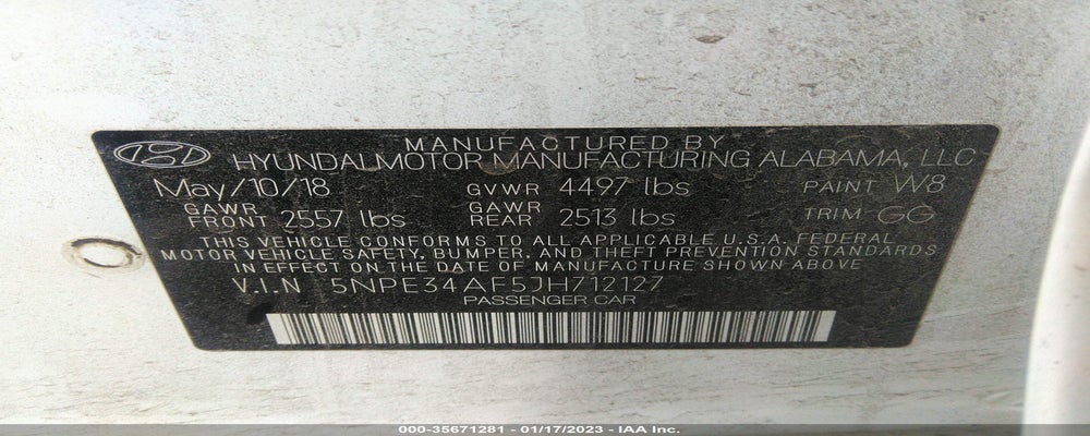 5NPE34AF5JH712127 2018 HYUNDAI SONATA photo no. 9