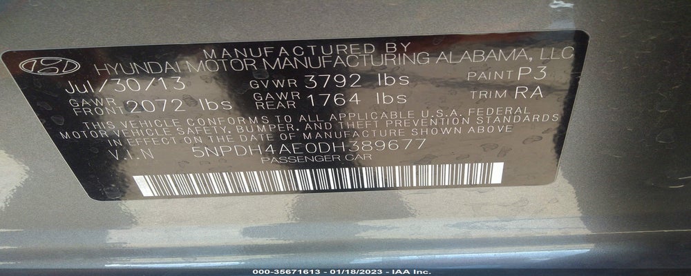5NPDH4AE0DH389677 2013 HYUNDAI ELANTRA photo no. 9
