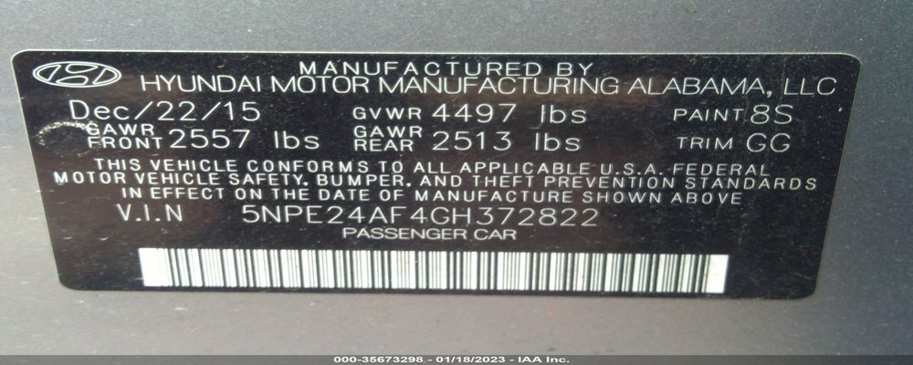 5NPE24AF4GH372822 2016 HYUNDAI SONATA photo no. 9