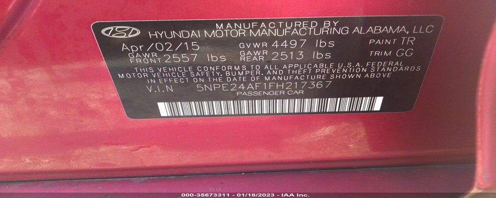 5NPE24AF1FH217367 2015 HYUNDAI SONATA photo no. 9