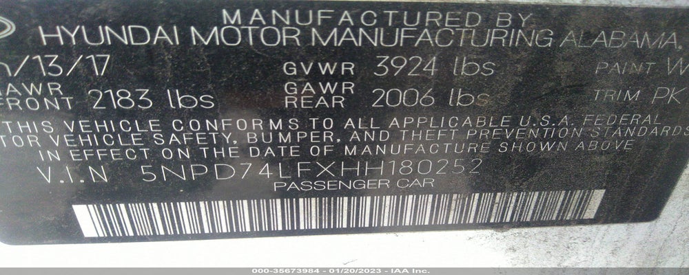 5NPD74LFXHH180252 2017 HYUNDAI ELANTRA photo no. 9