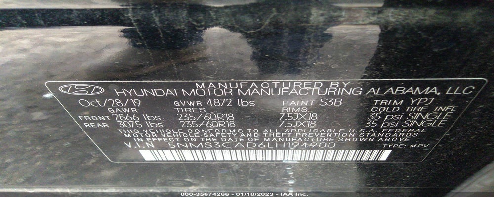 5NMS3CAD6LH194900 2020 HYUNDAI SANTA FE photo no. 9