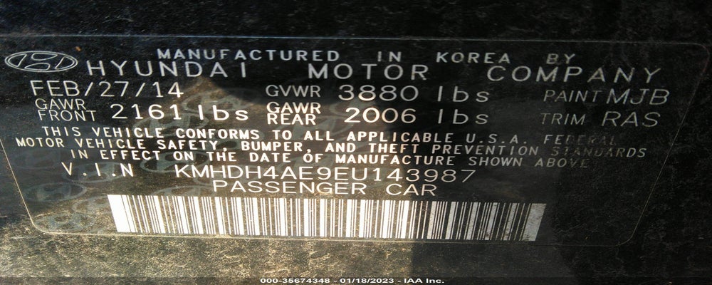 KMHDH4AE9EU143987 2014 HYUNDAI ELANTRA photo no. 9