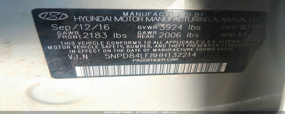 5NPD84LF8HH132214 2017 HYUNDAI ELANTRA photo no. 9