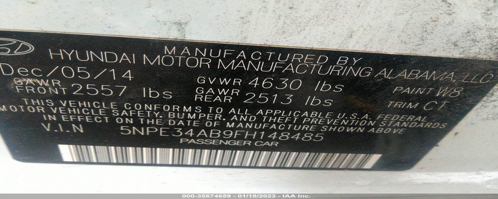 5NPE34AB9FH148485 2015 HYUNDAI SONATA photo no. 9
