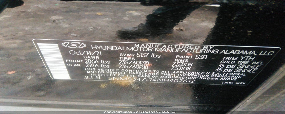 5NMS34AJ4NH402612 2022 HYUNDAI SANTA FE photo no. 9
