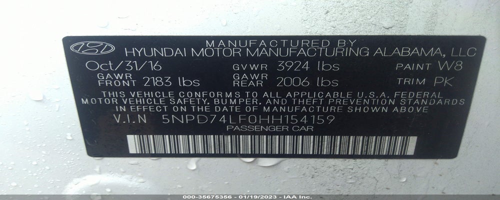 5NPD74LF0HH154159 2017 HYUNDAI ELANTRA photo no. 9