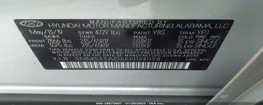 5NMS33AD6KH124098 2019 HYUNDAI SANTA FE photo no. 9