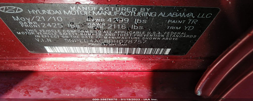 5NPEB4AC8BH078757 2011 HYUNDAI SONATA photo no. 9