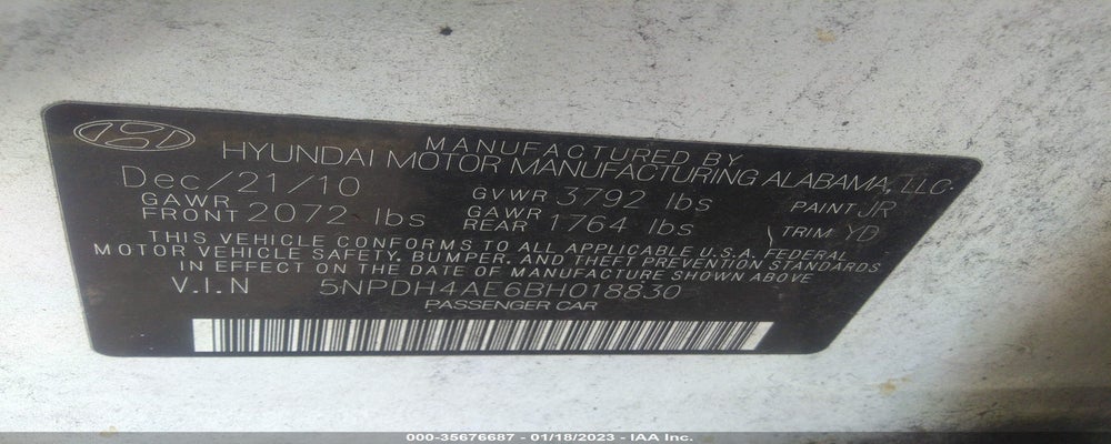 5NPDH4AE6BH018830 2011 HYUNDAI ELANTRA photo no. 9