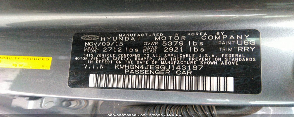 KMHGN4JE9GU143187 2016 HYUNDAI GENESIS photo no. 9