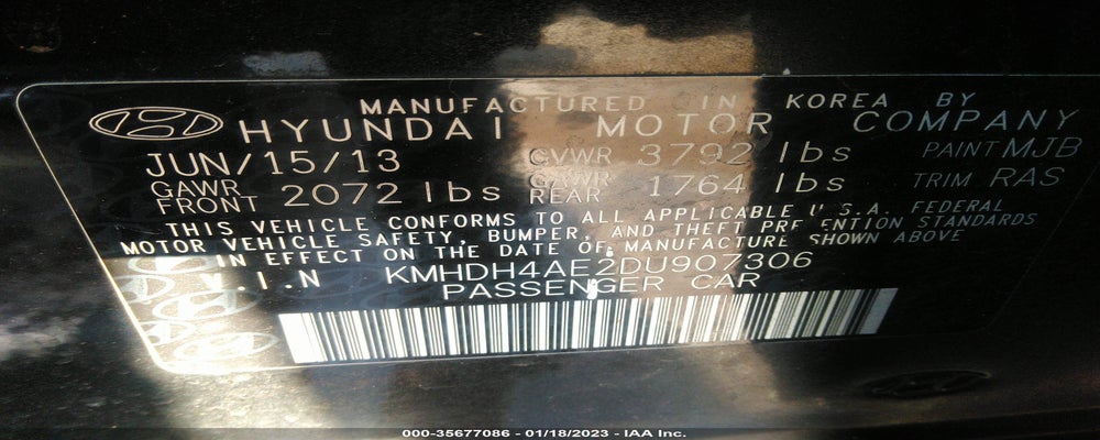KMHDH4AE2DU907306 2013 HYUNDAI ELANTRA photo no. 9