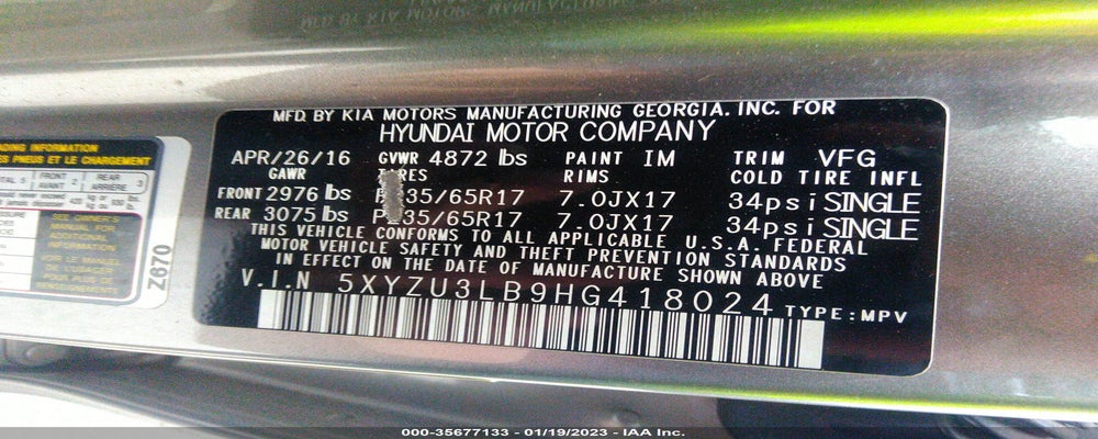 5XYZU3LB9HG418024 2017 HYUNDAI SANTA FE SPORT photo no. 9