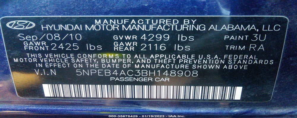 5NPEB4AC3BH148908 2011 HYUNDAI SONATA photo no. 9
