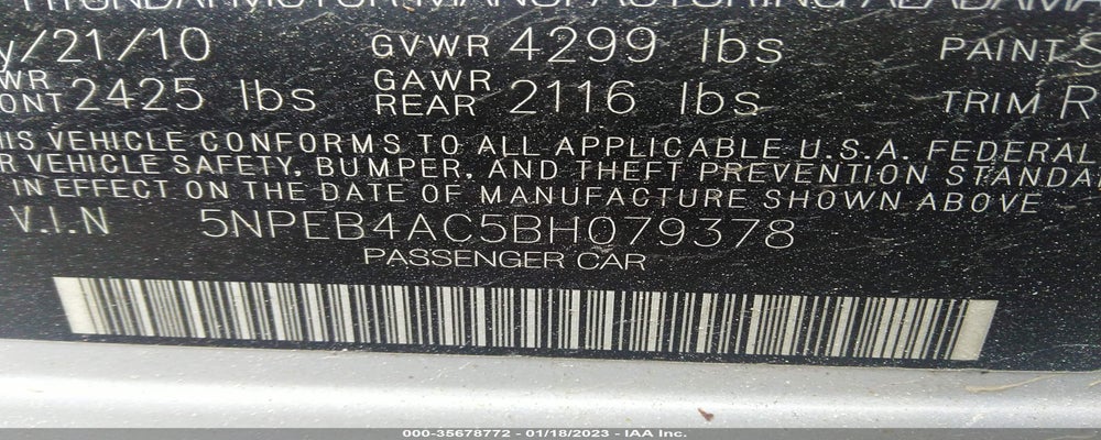 5NPEB4AC5BH079378 2011 HYUNDAI SONATA photo no. 9