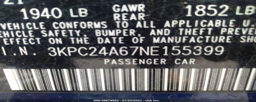 3KPC24A67NE155399 2022 HYUNDAI ACCENT photo no. 9