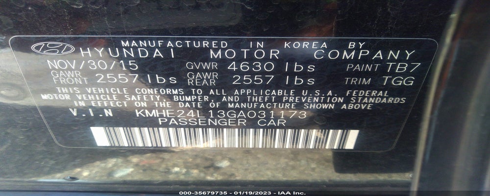 KMHE24L13GA031173 2016 HYUNDAI SONATA HYBRID photo no. 9