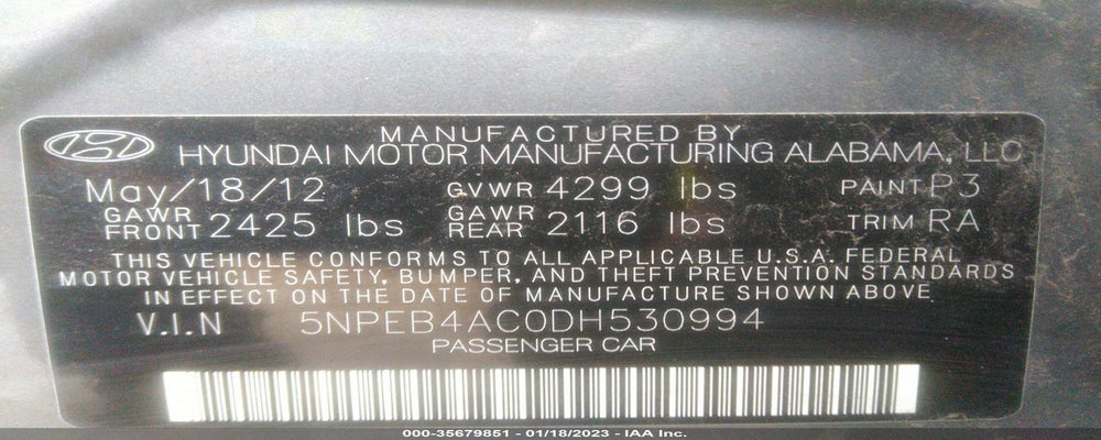 5NPEB4AC0DH530994 2013 HYUNDAI SONATA photo no. 9