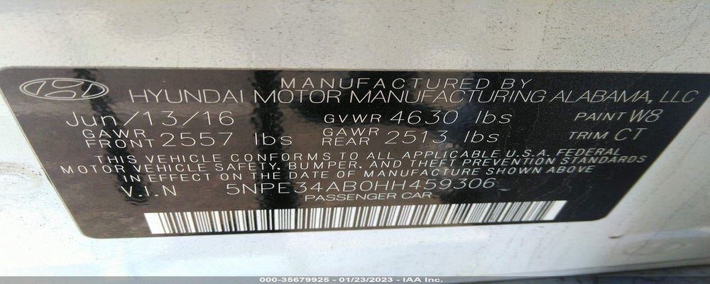 5NPE34AB0HH459306 2017 HYUNDAI SONATA photo no. 9