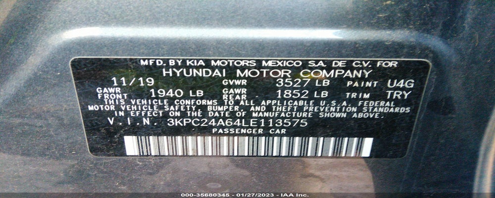 3KPC24A64LE113575 2020 HYUNDAI ACCENT photo no. 9