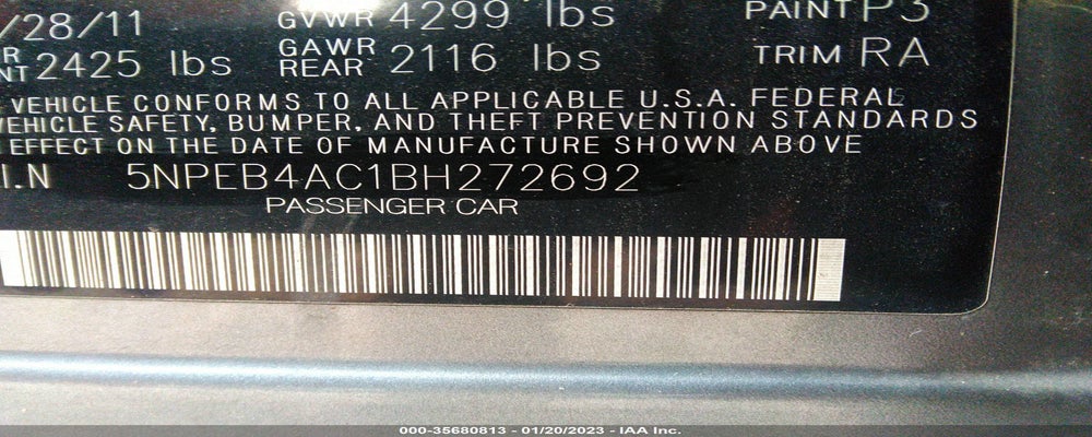 5NPEB4AC1BH272692 2011 HYUNDAI SONATA photo no. 9
