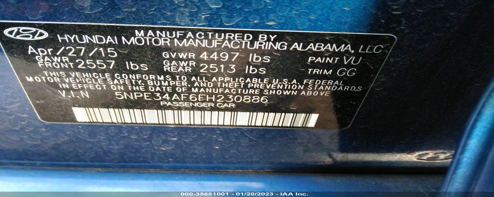 5NPE34AF6FH230886 2015 HYUNDAI SONATA photo no. 9