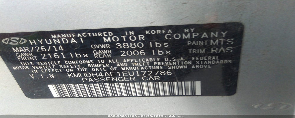 KMHDH4AE1EU172786 2014 HYUNDAI ELANTRA photo no. 9