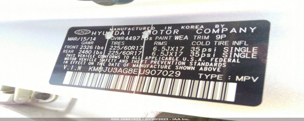 KM8JU3AG8EU907029 2014 HYUNDAI TUCSON photo no. 9