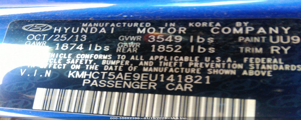 KMHCT5AE9EU141821 2014 HYUNDAI ACCENT photo no. 9