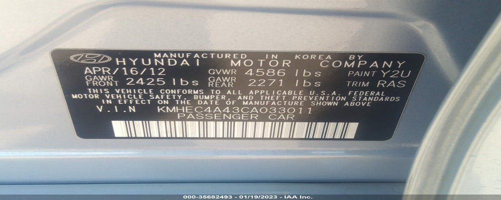 KMHEC4A43CA033011 2012 HYUNDAI SONATA photo no. 9