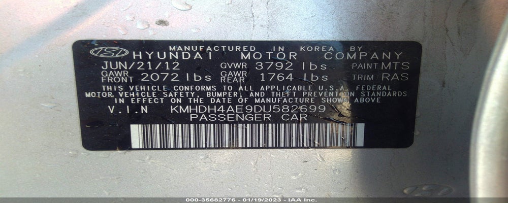 KMHDH4AE9DU582699 2013 HYUNDAI ELANTRA photo no. 9