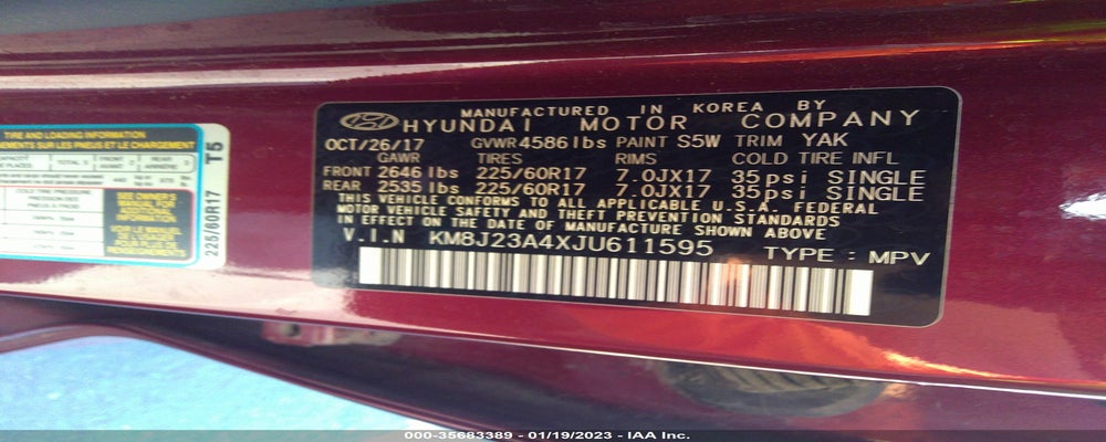 KM8J23A4XJU611595 2018 HYUNDAI TUCSON photo no. 9