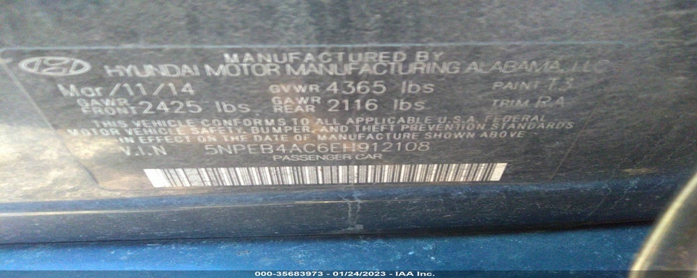 5NPEB4AC6EH912108 2014 HYUNDAI SONATA photo no. 9