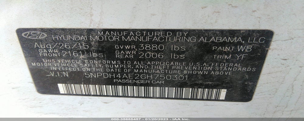 5NPDH4AE2GH750301 2016 HYUNDAI ELANTRA photo no. 9