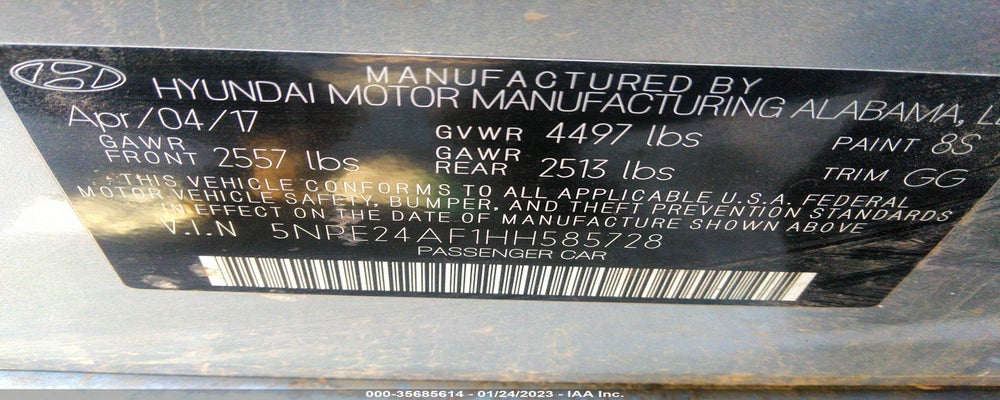 5NPE24AF1HH585728 2017 HYUNDAI SONATA photo no. 9