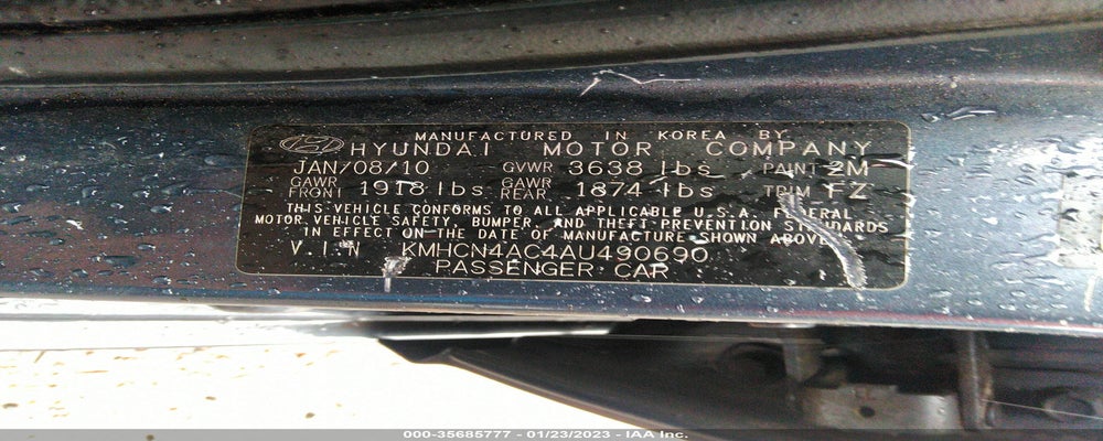 KMHCN4AC4AU490690 2010 HYUNDAI ACCENT photo no. 9