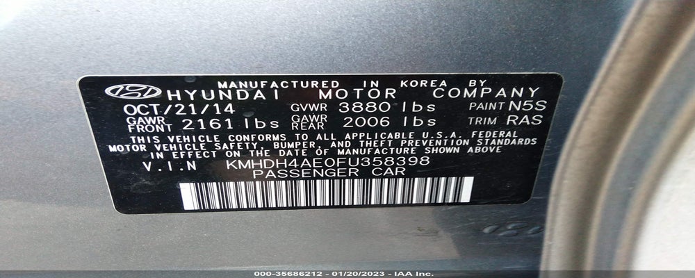 KMHDH4AE0FU358398 2015 HYUNDAI ELANTRA photo no. 9