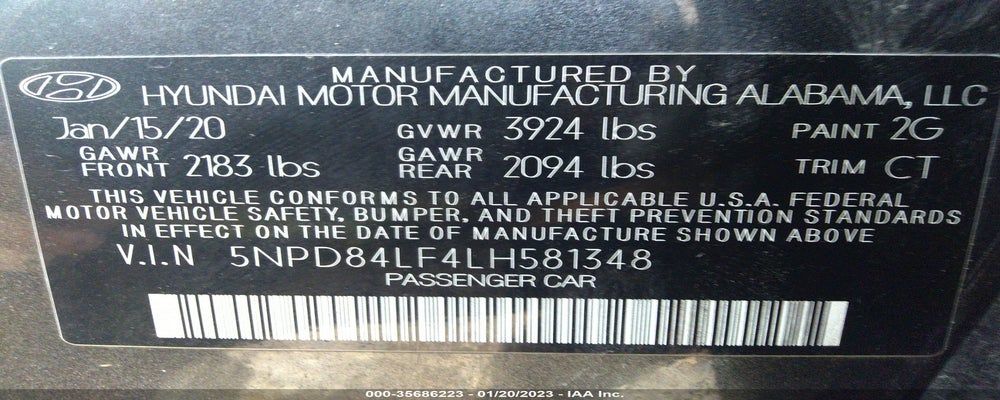 5NPD84LF4LH581348 2020 HYUNDAI ELANTRA photo no. 9