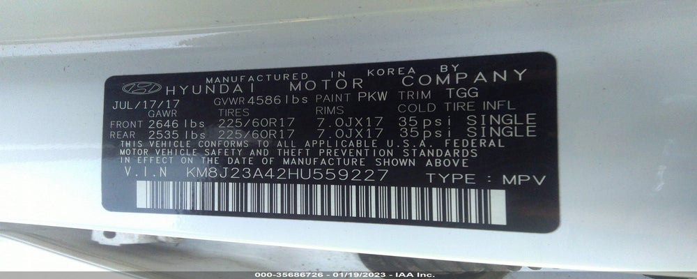 KM8J23A42HU559227 2017 HYUNDAI TUCSON photo no. 9