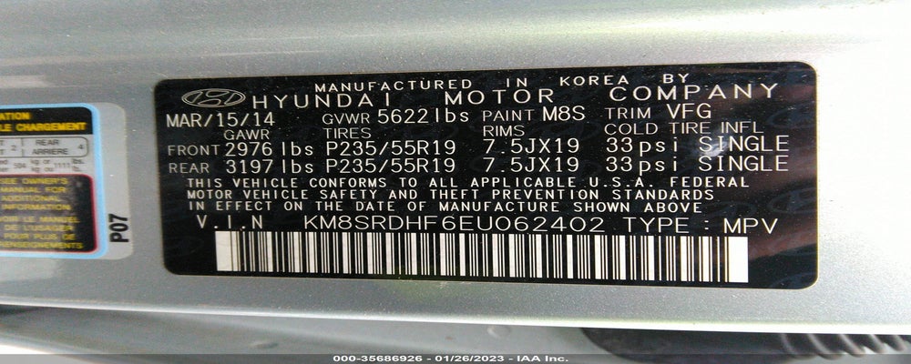 KM8SRDHF6EU062402 2014 HYUNDAI SANTA FE photo no. 9