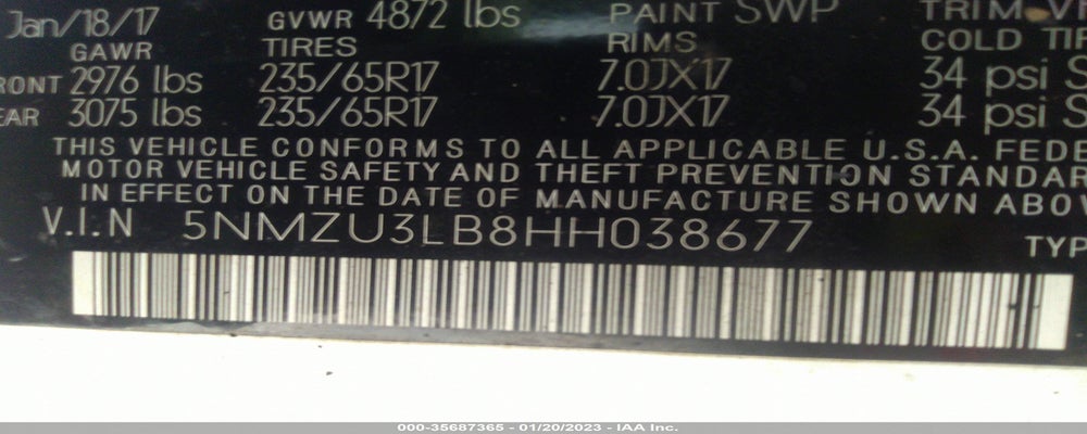 5NMZU3LB8HH038677 2017 HYUNDAI SANTA FE SPORT photo no. 9