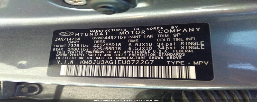 KM8JU3AG1EU872267 2014 HYUNDAI TUCSON photo no. 9