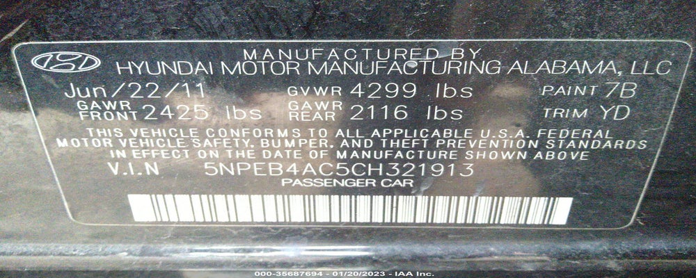 5NPEB4AC5CH321913 2012 HYUNDAI SONATA photo no. 9