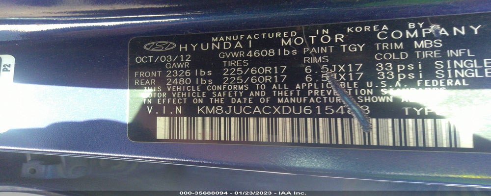 KM8JUCACXDU615488 2013 HYUNDAI TUCSON photo no. 9