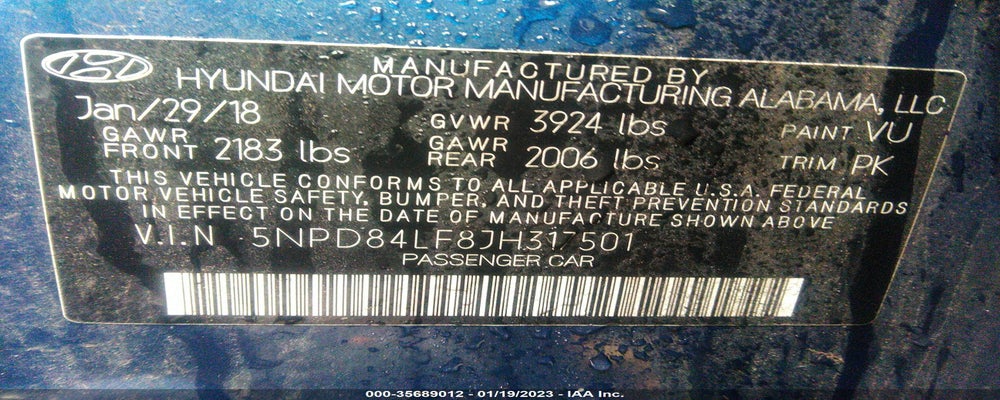 5NPD84LF8JH317501 2018 HYUNDAI ELANTRA photo no. 9