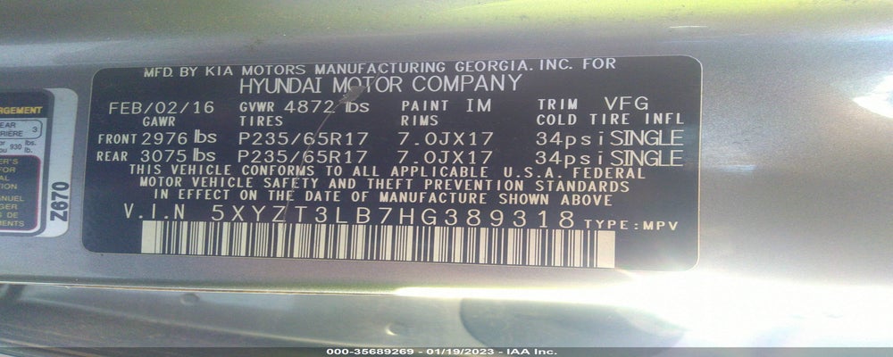 5XYZT3LB7HG389318 2017 HYUNDAI SANTA FE SPORT photo no. 9