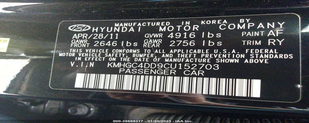 KMHGC4DD9CU152703 2012 HYUNDAI GENESIS photo no. 9