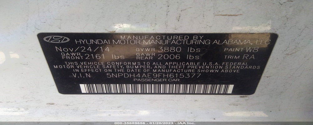 5NPDH4AE9FH615377 2015 HYUNDAI ELANTRA photo no. 9