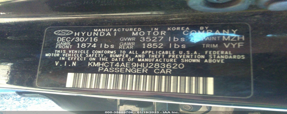 KMHCT4AE9HU283620 2017 HYUNDAI ACCENT photo no. 9